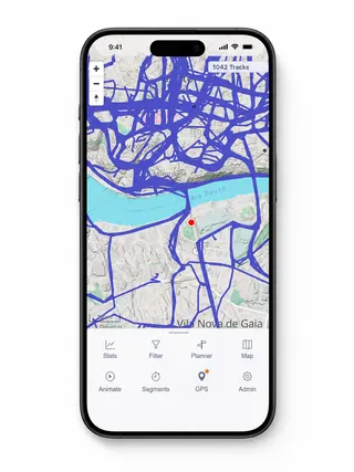 MTL Explorer smartphone map showing current GPS position with historical tracks