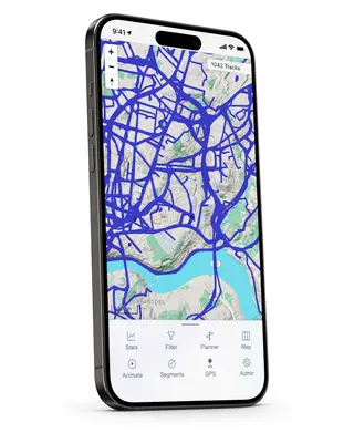 Angled smartphone view of the MTL Explorer track map