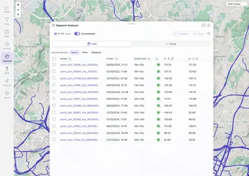 MTL Explorer segment analyzer results table