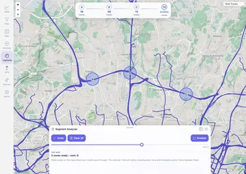 MTL Explorer segment analyzer with gates drawn on the map